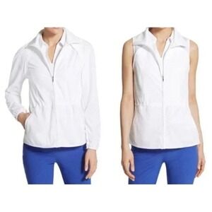 Chico's Zenergy Golf Convertible Mesh Jacket Size-1 US Size-Medium White‎
